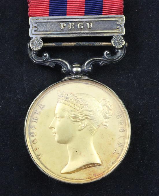 An 1854 Indian General Service Medal with Pegu clasp